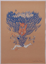 Walter Andreas Angerer: "Salisburgo" serigrafia su carta colorata firmata