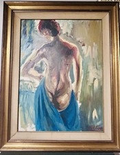 Dipinto Olio Su Tela Nudo Di