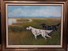 Mario Norfini Olio Su Tavola " Cani Da Caccia"