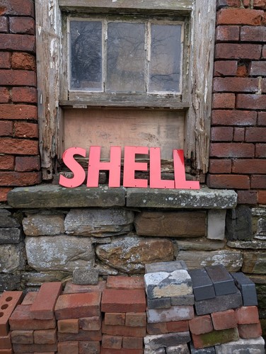 Shell enamel letter sign - sign,