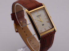 Orologio da polso uomo Seiko Slim Quartz vintage - viene fornito con batteria nuova, cinturino nuovo