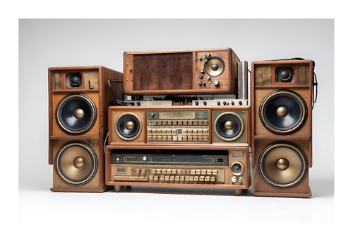 Vintage stereo boom box - vintage, stampa