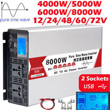 Inverter di potenza onda sinusoidale pura 5000W 8000W max 12V 24V 48V a 220V porta USB LCD