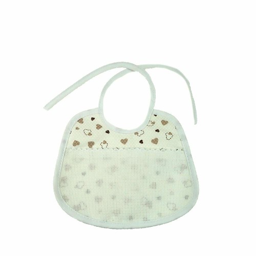 Bavaglino ricamo beige con - bavaglino,