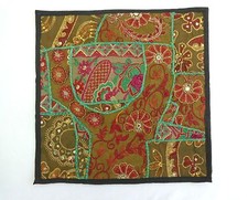 Copricuscino etnico indiano fatto a mano decorazione casa federe divano patch...