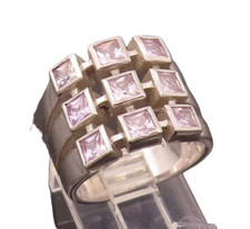 Anello scacchiera argento