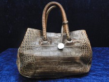 FURLA Handtasche italienische Ledertasche geprägt Krokodil Tote-Bag Tragetasche