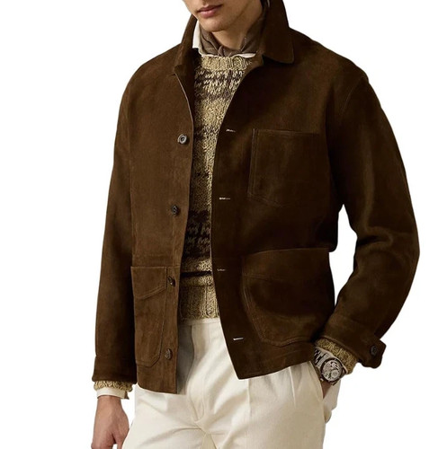 Giacca uomo marrone pura - , pelle
