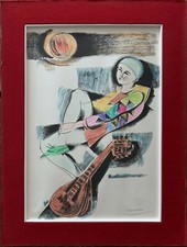 Alberto Bolzonella litografia colorata a mano Arlecchino 50x35 firmata rif 4684