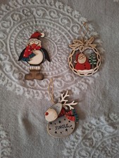 3 DECORAZIONI ALBERO DI NATALE IN LEGNO