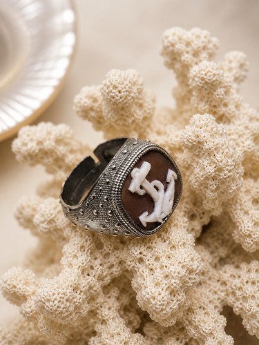 Anello uomo cammeo ancora - uomo,