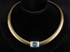 Collana acquamarina tubogas circa 10,00 ct 86,7 g oro giallo 750/- e oro bianco