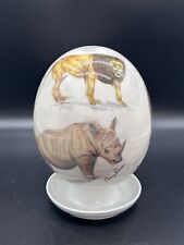 Uovo di struzzo Sherry Rowe Sudafrica Big Five Safari arte africana decoupage