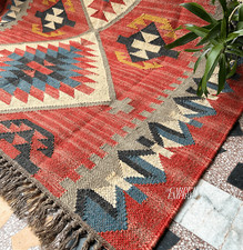 Tappeto Kilim Rosso Peruviano
