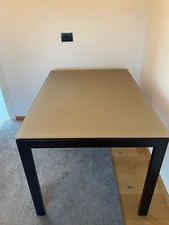 Tavolo allungabile Bontempi, color caffè, vetro temperato opaco, 110/160 x 80cm 