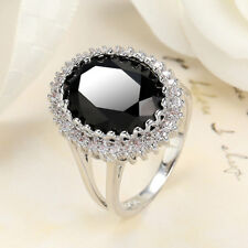 Gioielli fatti a mano regalo taglio ovale pietra preziosa onice nera anelli argento massiccio misura 6-10