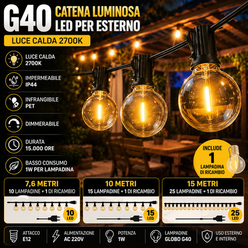 Luci stringa led g40 esterno - luci,
