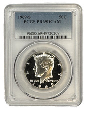 1969-S KENNEDY HALF DOLLAR PCGS PR69DCAM