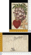 V0884] VALENTINE SAN VALENTINO - SIGNIFICATO DEI FIORI GLICINE E CUORE _ RILIEVO