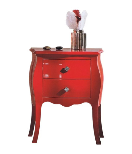 Comodino bombato legno rosso - legno,