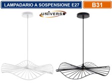 LAMPADARIO SOSPENSIONE PENDENTE FORMA ROTONDA ONDULATA ATTACCO E27 BIANCO - NERO