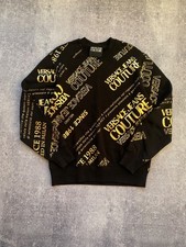 Versace Jeans Couture Felpa Pullover Uomo Nero Logo Metallizzato Pile M