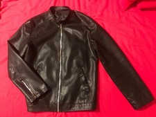 Giacca Di  Pelle Uomo Motociclista - Taglia S - Pelle Nera 