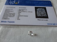 1CT TOPAZIO NATURALE BIANCO RARO CERTIFICATO, NATURAL WHITE TOPAZ 1 CT CERTIFIED