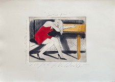 Fabio Calvetti acquaforte colorata a mano "Sono Qui" 40x30 firmata XVIII/XX