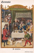 CASE DEL PANE - Breviario Grimani, Il Convito, Gennaio, Cartolina