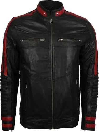 Giacca biker uomo - nero, rosso