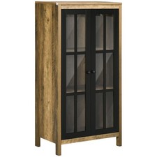 HOMCOM Credenza Moderna a 2 Ante in Vetro e legno 60x35x120cm Marrone