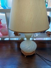 LAMPADA DA TAVOLO ART DECO IN VETRO MURANO MODELLO TORCIONE  BASE  IN OTTONE