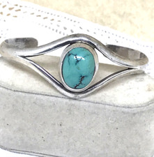 BRACCIALE  POLSINO ARGENTO  925 CON TURCHESE CENTRALE OVALE NATURALE A VENATURE