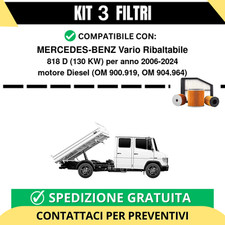 Kit 3 Filtri Tagliando per MERCEDES-BENZ Vario Ribaltabile 818 D 130 kw Diese...