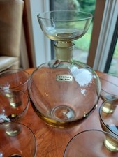 VTG Ekenas, From Sweden  Amber Decanter And 6 Shot Glasses. NEW PRICE.
