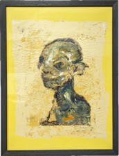 Enrico Colombotto ROSSO (1925-2013) - Ritratto, tecnica mista su carta