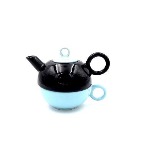 Set tè tazza - ceramica, nera