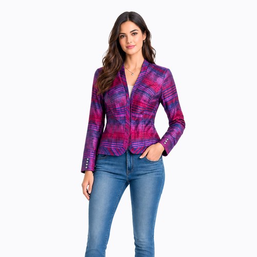 Blazer seta fucsia - , zip