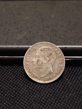 Moneta in argento spagna, 50 centesimi 1881