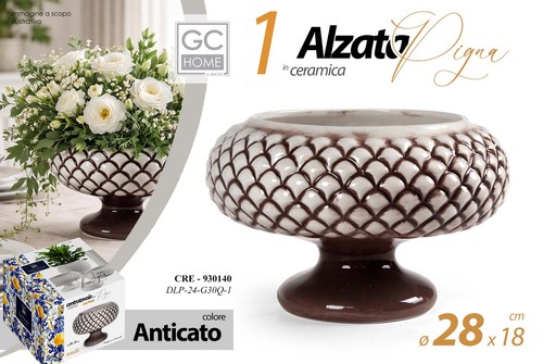 Vaso alzata pigna - , fiori