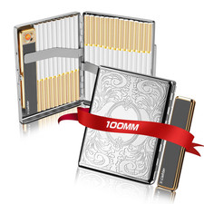 LF016 Vintage Portasigarette Con Accendino per 100 'S King Size, Retro Flower Me