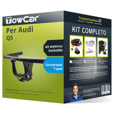 Pacco Gancio traino fisso TowCar per Audi Q5 25- e un e-kit uni a 7 poli NUOVO