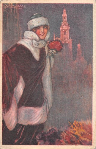 Cartolina glamour art nouveau - cartolina,