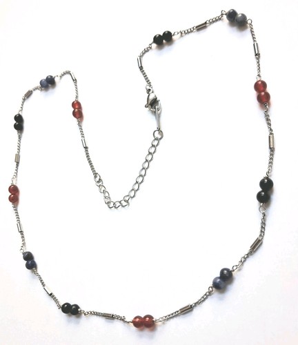 Collana acciao con pietre - in,