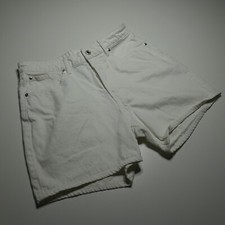 H&M&Denim pantaloncino donna 10 bermuda dritto vita alta bianco jeans bottoni mosca