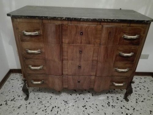 Cassettiera antica con marmo - cassettiera,