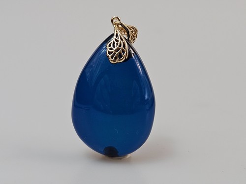 Ciondolo ambra blu - , catena