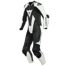 DAINESE TUTA MOTO PELLE LAGUNA SECA 5 PERFORATA BLACK WHITE/NERO BIANCO