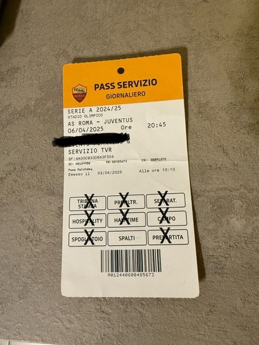 Biglietto pass roma juventus - biglietto/pass,